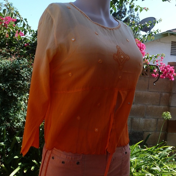 Exotic Tangerine Ruby N Style Bohemian Blouse - Picture 7 of 7